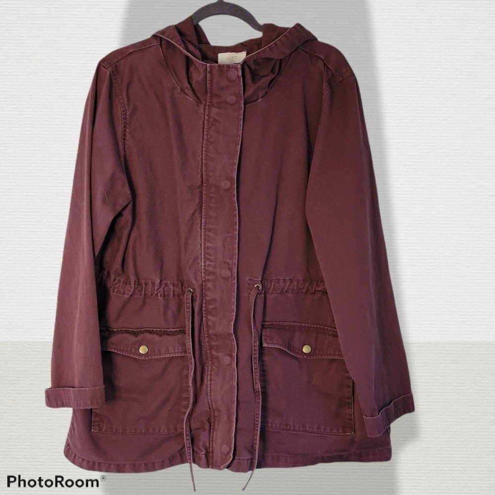 LOFT plum canvas fall/spring jacket